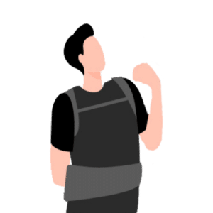 Half upper body of a man wearing support jacket