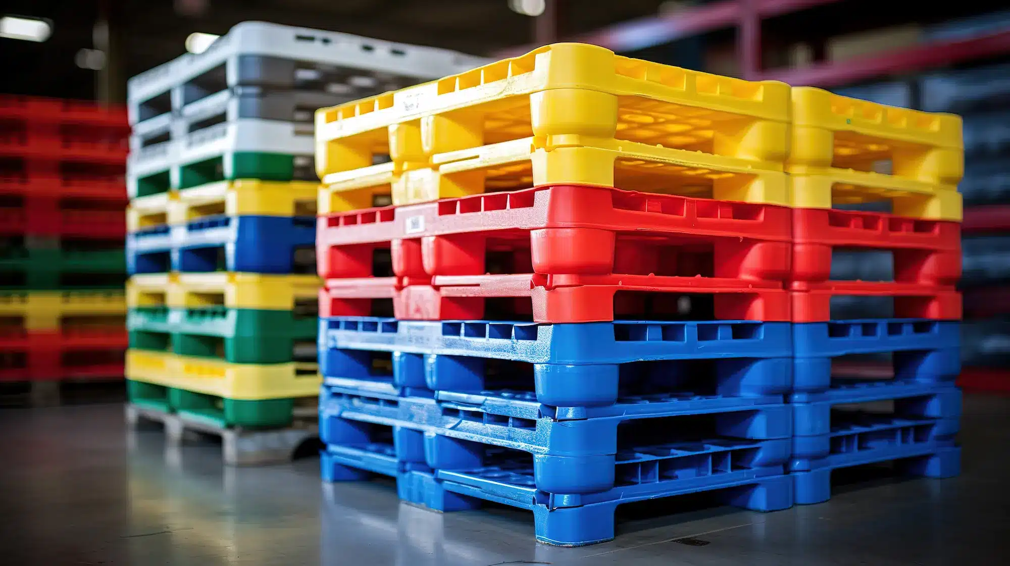 pile of plastic pallets